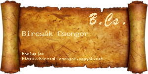 Bircsák Csongor névjegykártya